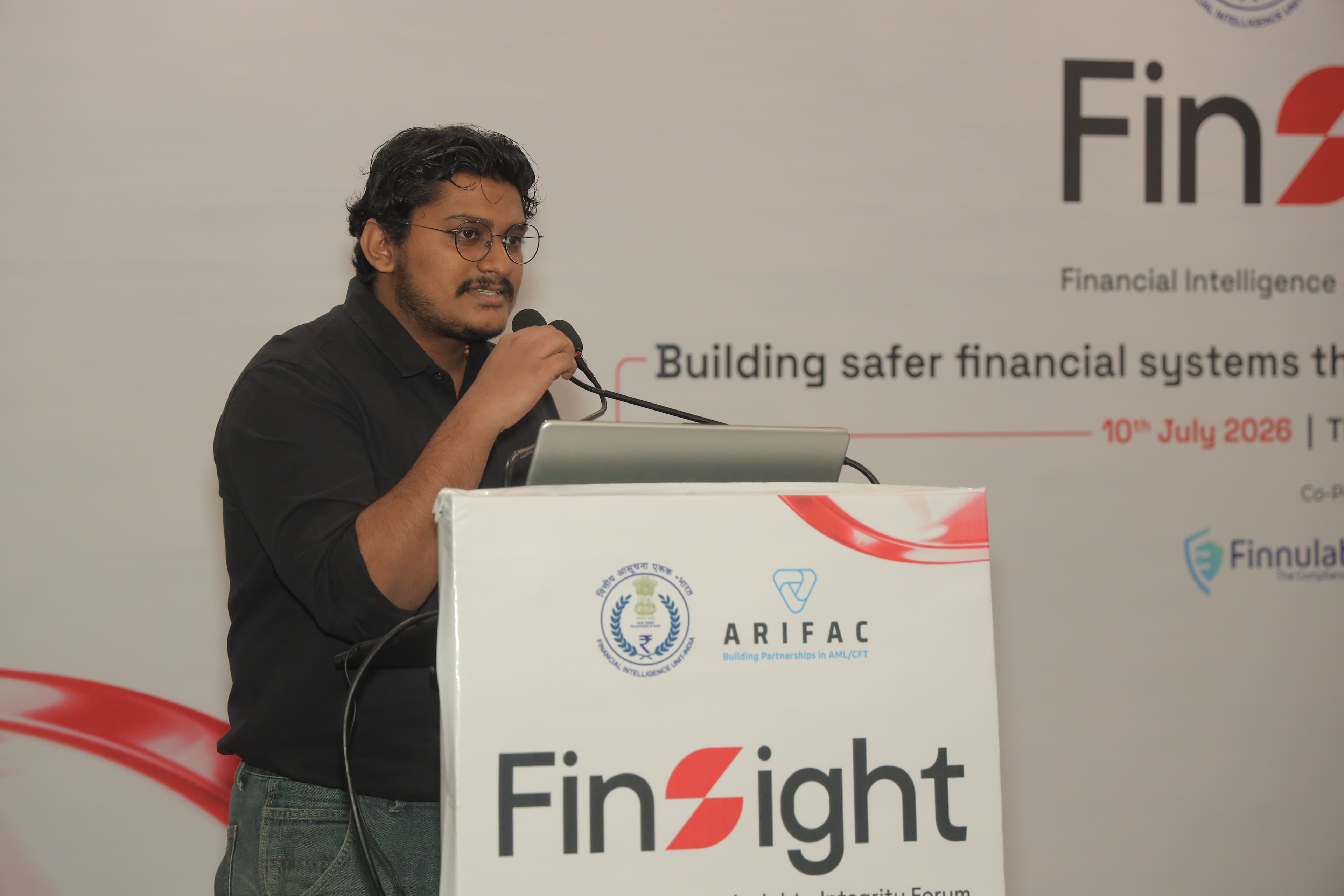 Speaker at the FinSight 2026 podium